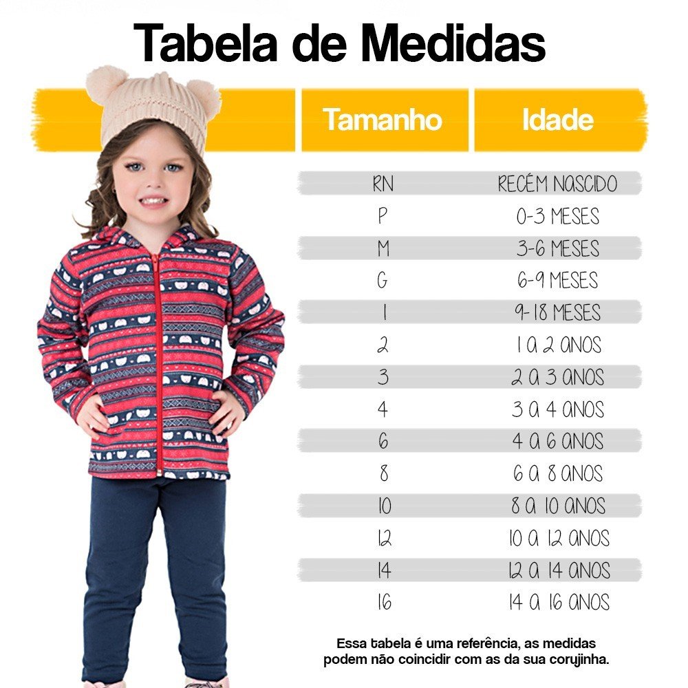 Casaco infantil tamanho fashion 10