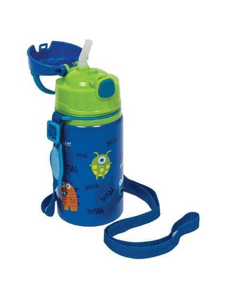 08166 garrafa aluminio canudo 400ml monster party detalhe02