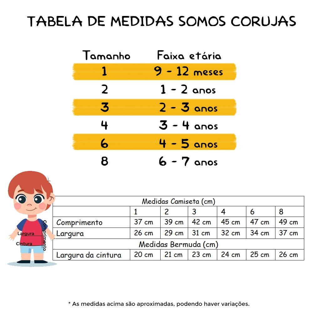 Tabela de medidas Tabela de medidas