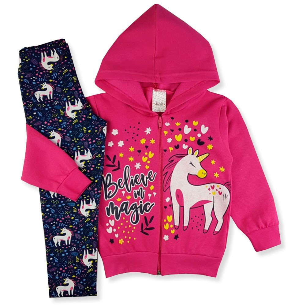 Conjunto Infantil Moletom/Cotton(Não Peluciado) Magic Analê 10733 Pink