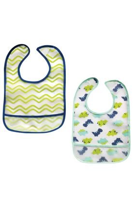10655 kit 2 babadores com bolso dino