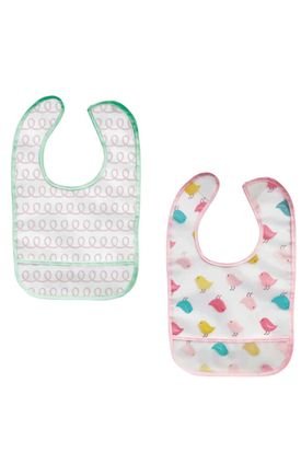 10656 kit 2 babadores com bolso passarinho