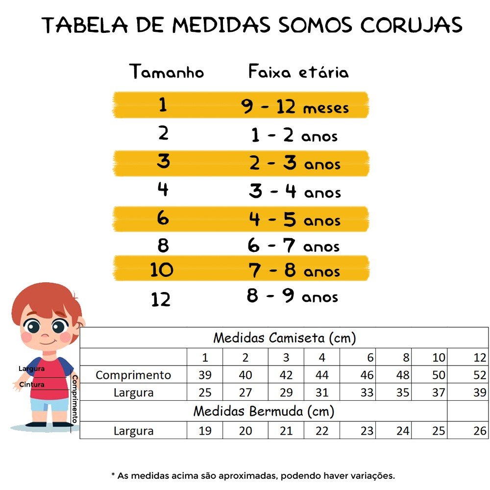 Tabela de medidas Tabela de medidas