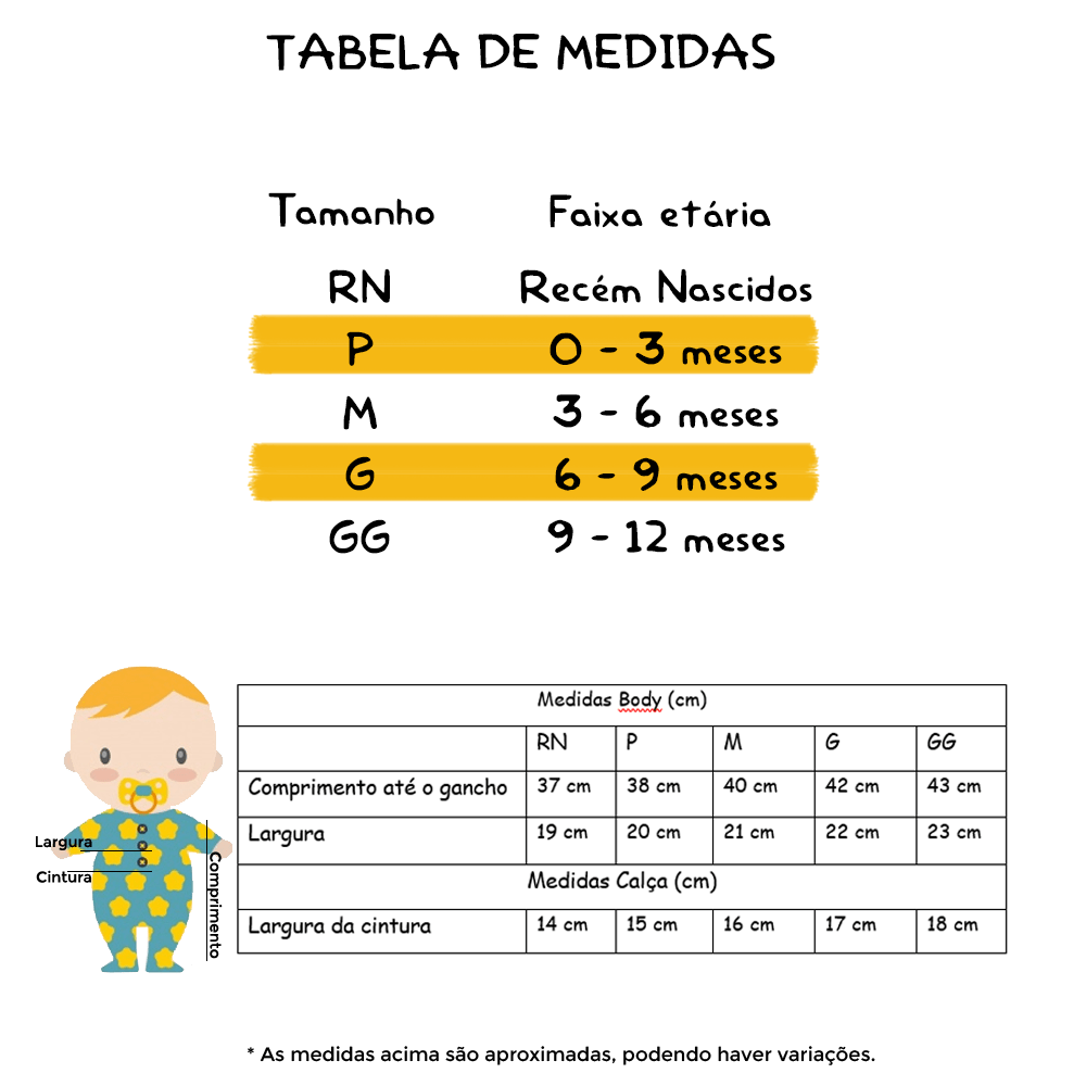 Tabela de medidas Tabela de medidas