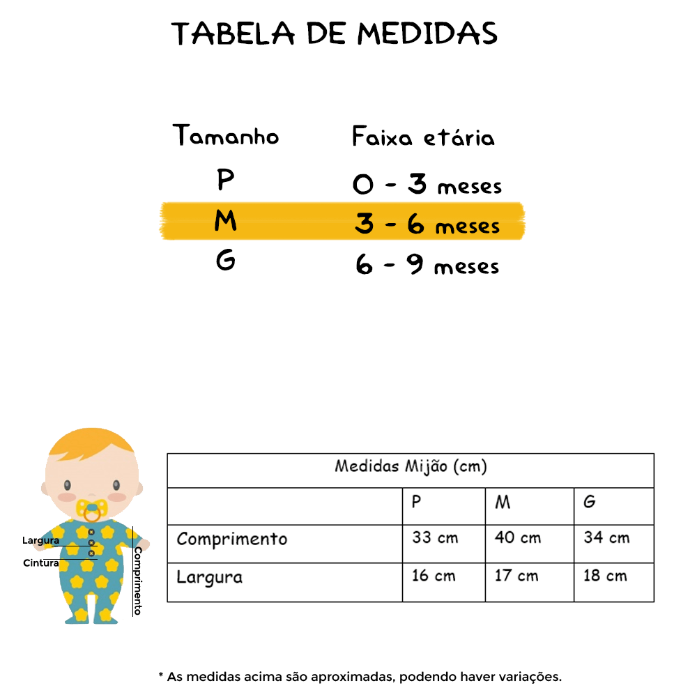 Tabela de medidas Tabela de medidas