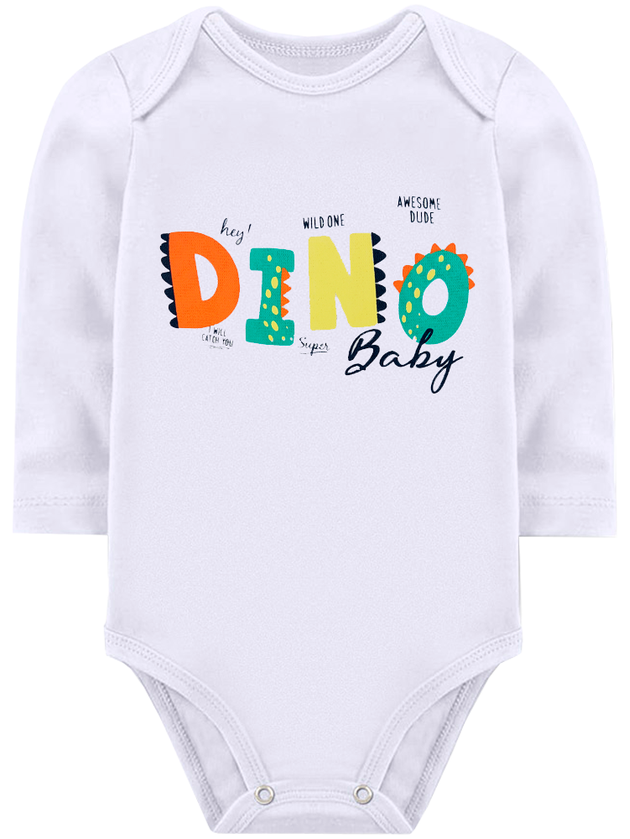 Conjunto Body Bebê Menino Dino Hey Mescla